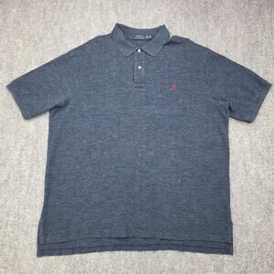 Polo Ralph Lauren Shirt Mens 3XLT Blue Textured Weave Cotton Polo Short Sleeve